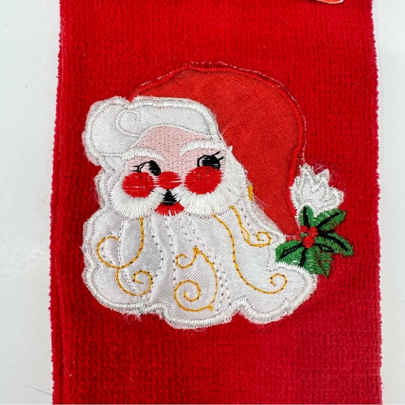 Vintage Sultan's Linens Fingertip Kitchen Bath Hand Towels Christmas Santa Red - Picture 8 of 9